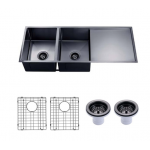 Aqu Gun Metal Handmade Double Bowls Kitchen Sink 1160*460*230 Aqu Gun Metal Handmade Double Bowls Kitchen Sink 1160*460*230